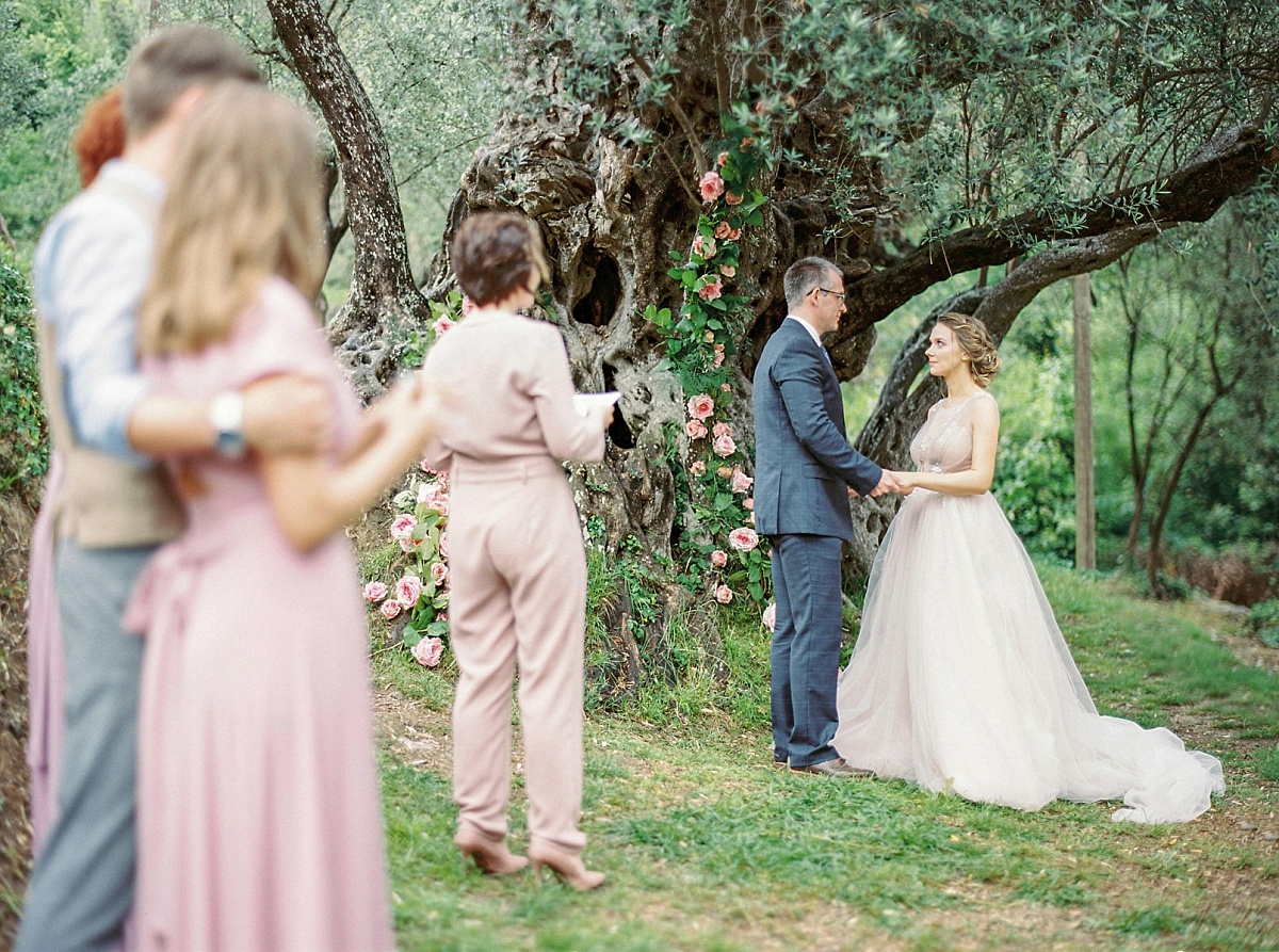 An intimate outdoor wedding celebration after trimming your wedding guest list 